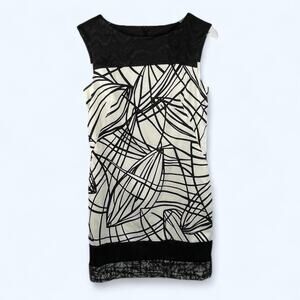 Ann Taylor Loft Geometric Sleeveless Black and White Dress size 2 NWT